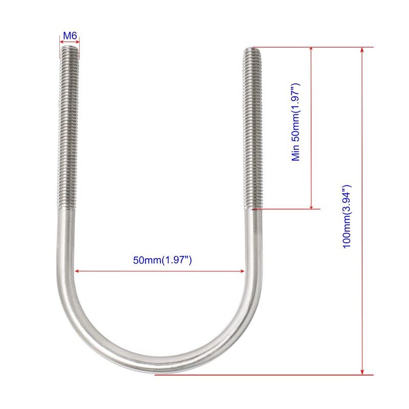 Round U-Bolt 50 Nm (1.97") Inside Width 304 Stainless Steel