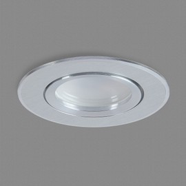 HCFEI Set of 3 LED Recessed Spotlights Flat DIM 120° 230 V 3 W Warm White 3000 K Installation Hole 68-75 mm Brushed Silver Swivelling Installation Depth 25 mm