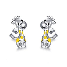 Giraffe Stud Earrings Polishing Copper Animal Earrings for Women Men-Giraffe