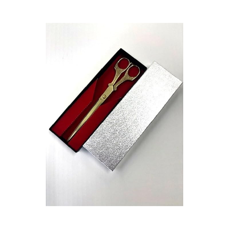 Ceremony Tape Cutting Scissors Gold Presentation Box