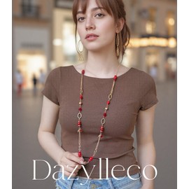 Long Gold Pearl Necklace Women's Boho Necklace Gold with Pearls Fashion Jewellery Chain Long Gifts for Mum, Stone Crystal, No Gemstone