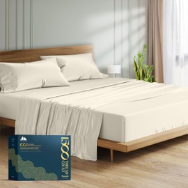 Mayfair Linen 100% Egyptian Cotton Sheets Queen Size - 1500 Thread Count 4 PC Queen Sheet Set Egyptian Cotton, Sateen Weave Luxury Sheets Queen Size, High Thread Count Sheets, 19" Deep Pocket - Ivory