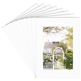 SOFPLATE 15Pcs White Frame Mat 5x7 Picture Frame Matting Paper Rectangle Hollow Pre Cut Display Show Core Cutting Bevel Photo Album Kit Accessories for 2 x 4in Photos Pictures Wall Artwork Decoration