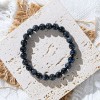Unbranded Natural Cat Eye Black Labradorite Blue Sheen Beaded Crystal
