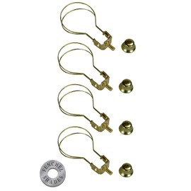 FenchelShades.com 4 Pack - Lamp Shade Light Bulb Clip Adapter Clip on with Shade Finial Top, Brass Color (4)