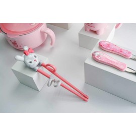 Yoyo Monkey Flatware Set Training Chopsticks Fork Spoon for Right-Handed Kids Children Boys Girls - Cute, Eco-Friendly, Reusable, Durable (Rabbit)