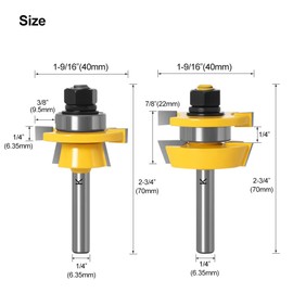 ASNOMY 2Pcs Shaker Rail and Stile Router Bits for Cabinet Door, 1/4 Inch Shank Woodworking Tongue and Groove Router Bit for Cabinet Door
