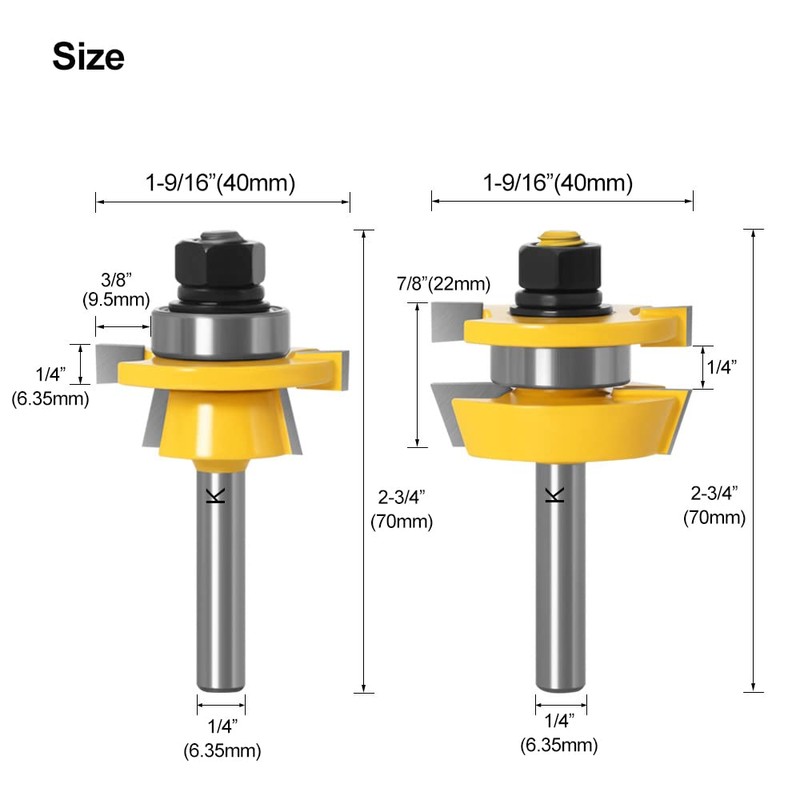 ASNOMY 2Pcs Shaker Rail and Stile Router Bits for Cabinet