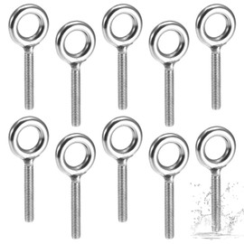 Pack of 10 Eye Bolts M8, Male Thread Eye Bolt M8 Stainless Steel Ring Bolts Long, Eye Nut M8 x 60 mm, Eye Bolt M8, Screw Hook M8 for Attaching, Hanging, Indoor, Outdoor Use