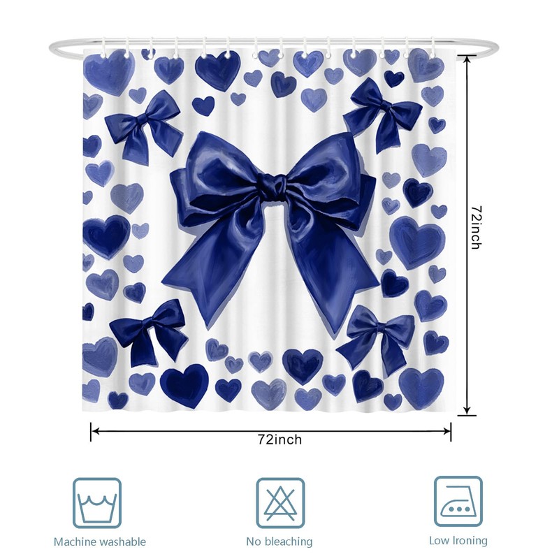 Conipit Bow Shower Curtains Romantic Bathroom Decor Navy Blue Bath