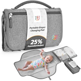 Changing Mat on the Go - Portable Changing Mat for Baby with Wipe Bag, Waterproof and Easy to Clean, Grey