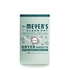 MRS. MEYER'S CLEAN DAY Dryer Sheets, Fabric Softener, Reduces Static,