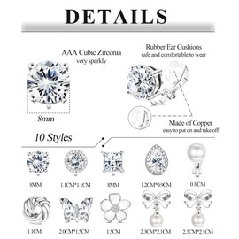 PATISORNA Gold Clip on Earrings for Women Clip-on Earrings Dangle Pearl Bow Flower Butterfly Cubic Zirconia Non Pierced Earrings Clip on Stud