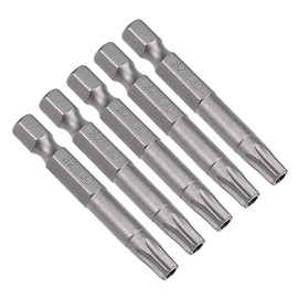 sourcing map 5 Pcs T30 Magnetic Torx Screwdriver Bits, 1/4 Inch Hex Shank 2-inch Length S2 Security Tamper Proof Screw Driver Kit Tools