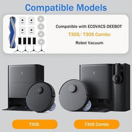 Meunmro 17Pcs Accessories Kit for Ecovacs Deebot T30 Omni, T30 PRO MAX Omni Robot Vacuum, Replacement Parts with Main Brush, Filter, Dust Bag, Side Brush, Mop Cloths
