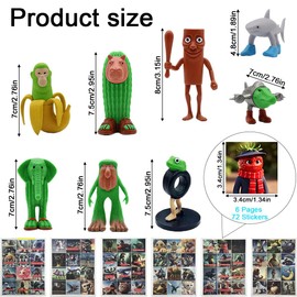AOMAIGAD 8 Pieces Tung Tung Tung Sahur Figures, 72 Tralalero Tralala Animal Stickers, 3D Tung Tung Tung Sahur Figure, Tung Tung Tung Sahur Collectible Figure to Collect and Decorate (8 Pieces Doll +