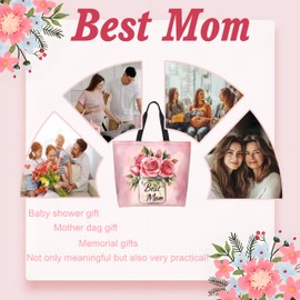 Hufuaoey Mothers Day Tote Bag With Zipper Women Mom Bags Large Mama tote bag Reusable With Handles Mother Gifts