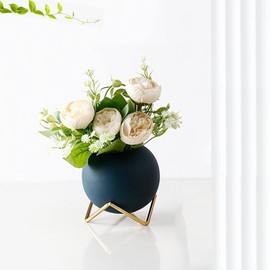 Ceramic vase, blue high-quality vase, table vase with Nordic style, small vases, creative living room, cabinet, decoration, dining table, vintage decoration gift, for bouquets, branches or as a