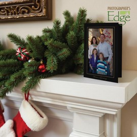 Photographer's Edge, Photo Insert Card, Season's Greetings, Holiday Cards, Pack of 10 Cards and Envelopes for 4x6 Photos - Premium Black Linen Cardstock with Gold ink