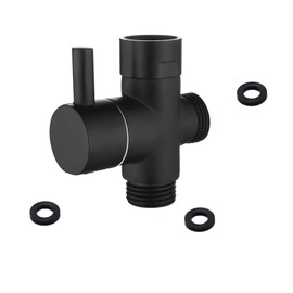 3 Way Shower Arm Diverter Valve, 4 Pieces Shower Attachment for Bathtub Faucets, Brass Shower Splitter Shower Valve with Rubber Washer Bathroom Shower System Replacement Part (Black)