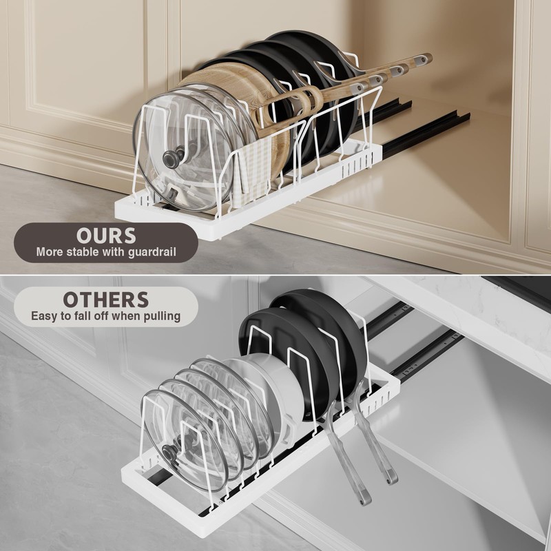 Magheo Pots and Pans Organizer Under Cabinet, 22" Deep Expandable
