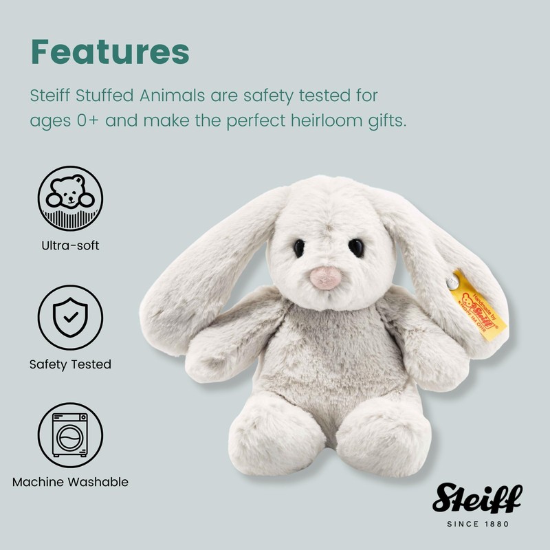 Steiff Hoppie Rabbit, 18 cm Plush Bunny with Floppy Ears,