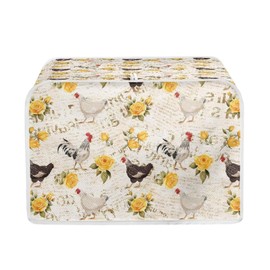 Baxinh Flowers Rooster Printed Toaster Cover 2 Slice Long Slot, Vintage Bread Maker Cover Washable Dust Protection Kitchen Small Appliance Covers with Top Hook