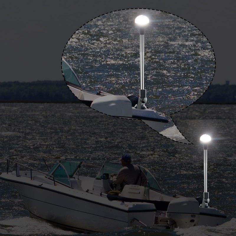 16 Inches Stern Light,Bimini Top Light,Navigation Lights,White Anchor Lights,Folding Base,USCG