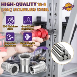 1/4"-20UNC Rivet Nut, 35PCS Rivnut Nutsert Metric 304 Stainless Steel Rivets Flat Head Rivet Nuts Rivnut Threaded Assortment for Furniture, Automotive and Industrial Applications (1/4''-20)