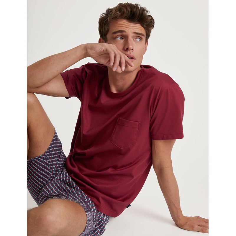 CALIDA Relax Imprint Men's Short Pyjamas 100% Cotton, Mars Red