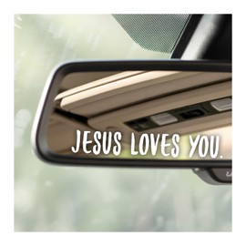 (3 Pcs) Jesus Loves You Mirror Sticker Christian Rear View Mirror Decal Religious Car Window Sticker Faith Vinyl Decal Jesus Car Decor Gift for Believers 4 Inches