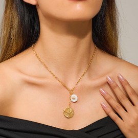 HolidayQbee Peace Dove Gold Necklace For Women Sun Pendant Necklace Gold Plated Necklace Gold Link Chain Necklace Fashion Jewelry