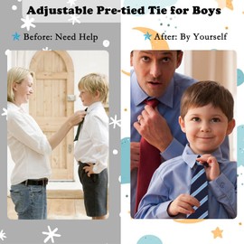 Mantieqingway School Ties for Boys/Kids, Pre-tied Adjustable Neckties Boys Tie for Graduation Uniforms Party Casual(Age 5-12)