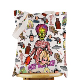WZMPA Mars Alien Tote Bag Mars Movie Fans Gift ACK Bug Eyed Aliens Shopping Grocery Bag Mars Martian Merchandise, Ack Tg, Large