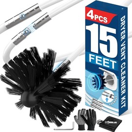 15ft Dryer Vent Cleaner Kit, Flexible Lint Remover with Drill Attachment, Extends Up to 15 Feet, Easy Cleaning with or Without Power Drill - Color: 15 feet