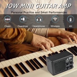 AZOR Mini Electric Guitar Amplifier | 10W Rechargeable Battery | Clean & Distortion Effects, Gain Control | Headphone Output for Silent Practice | Portable for Travel & Indoor Use