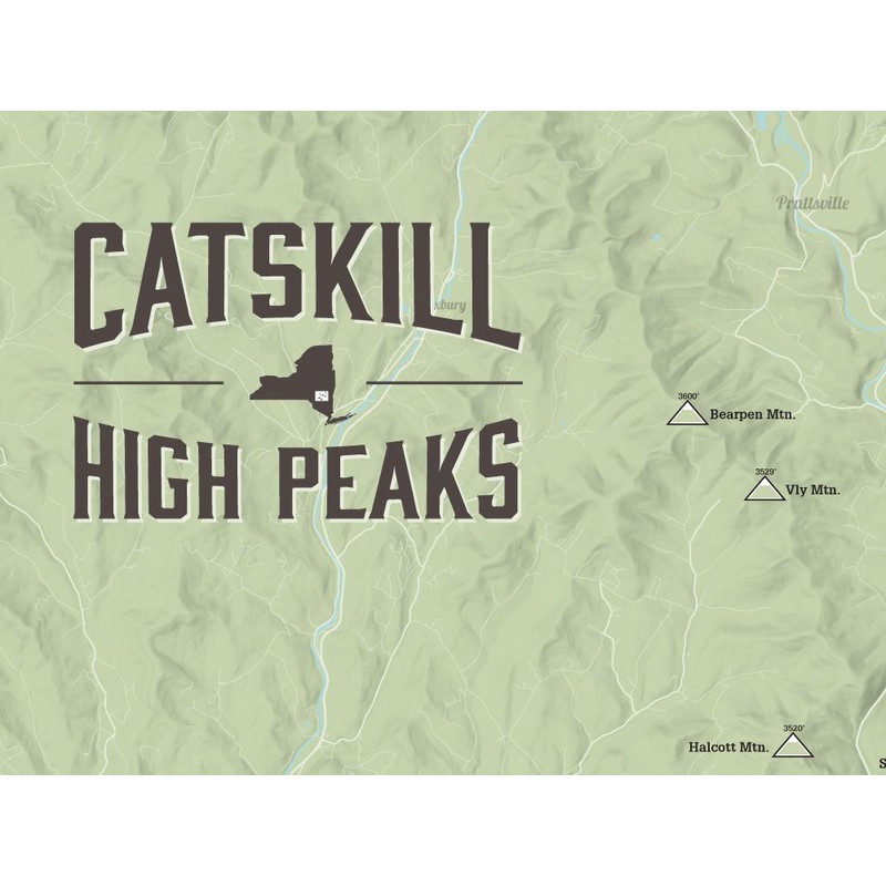 Catskill High Peaks Checklist 18x24 Poster (Sage)