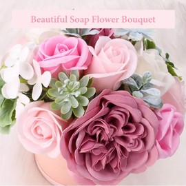 40th Flowers, Birthday Gifts for Women, Soap Flower Bouquet, Everlasting Flowers, Thoughtful Gifts for 40th, Forty, Fortieth Birthday, Pink Roses, Artificial Flowers, Gift Box