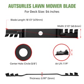 Autsurles 3 Pack Lawn Mower High-Lift Blades Replace for Ariens Zoom XL Gravely 02961700 70763400 ZTXL 2448 ZTXL 2548 ZTXL 2554 ZTXL 48 ZTXL 54 Zero Turn 2554 Zoom 54 inch Decks
