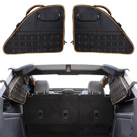 BESTAOO Roll Bar Storage Bag Cargo Cage for Ford Bronco 2021 2022 2023 2024 2025 2026 4 Door Accessories with Multi-Pockets Organizers & Cargo Bag Saddlebag Tool Kit (Yellow)