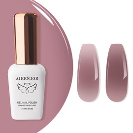Aieenjor UV Nagellack - 15ml Truffle Nude Gel Nagellack Transparentes durchscheinende Farbe Transluzent UV Lack Mauve Braun Nude