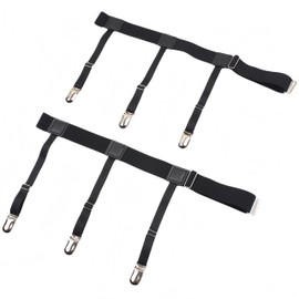 YOUNGBAO 1 Pair Shirt Stays for Men,Black Shirt Garters with Locking Non-Slip Clips,Elastic Adjustable Shirts Holders (Type A)