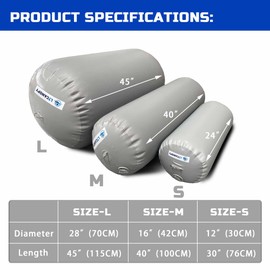 LTCANOPY Heavy Duty Inflatable Boat Fender, 12"x30" Boat Bumper for Docking, Yachts, Sailing Docks, PVC Gray Fender for Boat Comes with 33'x 2/5" Double Braided Nylon Dock Line, Foot Pump