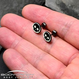 Body Candy Stainless Steel Simple Skull Glow in the Dark Pierced Stud Earrings Set for Women Men
