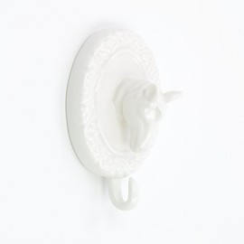 Ceramic White Horse/Stallion Head Coat Hook Hooks Wall Mounted Door Hook Hanger for Hat Coat Clothes Kitchen Bathroom Bedroom Office (with Screws)