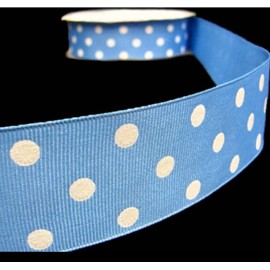 1 Pcs 1 1/2"W Polka Dot Grosgrain Ribbon Copen Blue White 5 Yards, Ribbon for Gift Wrapping | #AA120RK