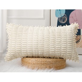 PANOD Decorative Long Lumbar Pillow Cover 16x26 Boho,Super Soft and Plush Modern Long Rectangle Pillow Cover Pillow Case Cushion Case for Bed Sofa Couch Farmhouse Livingroom,Beige