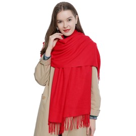 DonDon Women's Scarf, Plain, Soft, 185 x 65 cm, red, Einheitsgröße