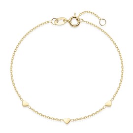 MATERIA by Matthias Wagner SA-104 Women's Bracelet 925 Silver with Hearts 16.5 cm + 2 cm, Yellow Gold
