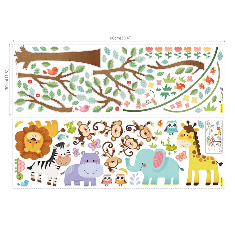 DECOWALL Forest Animals and Trees Wall Sticker Decor Kindergarten Nursery